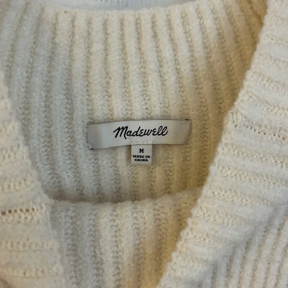 Madewell Northfield Mockneck Sweater Women's Medium Antique Cream Ribbed Soft - Picture 8 of 14